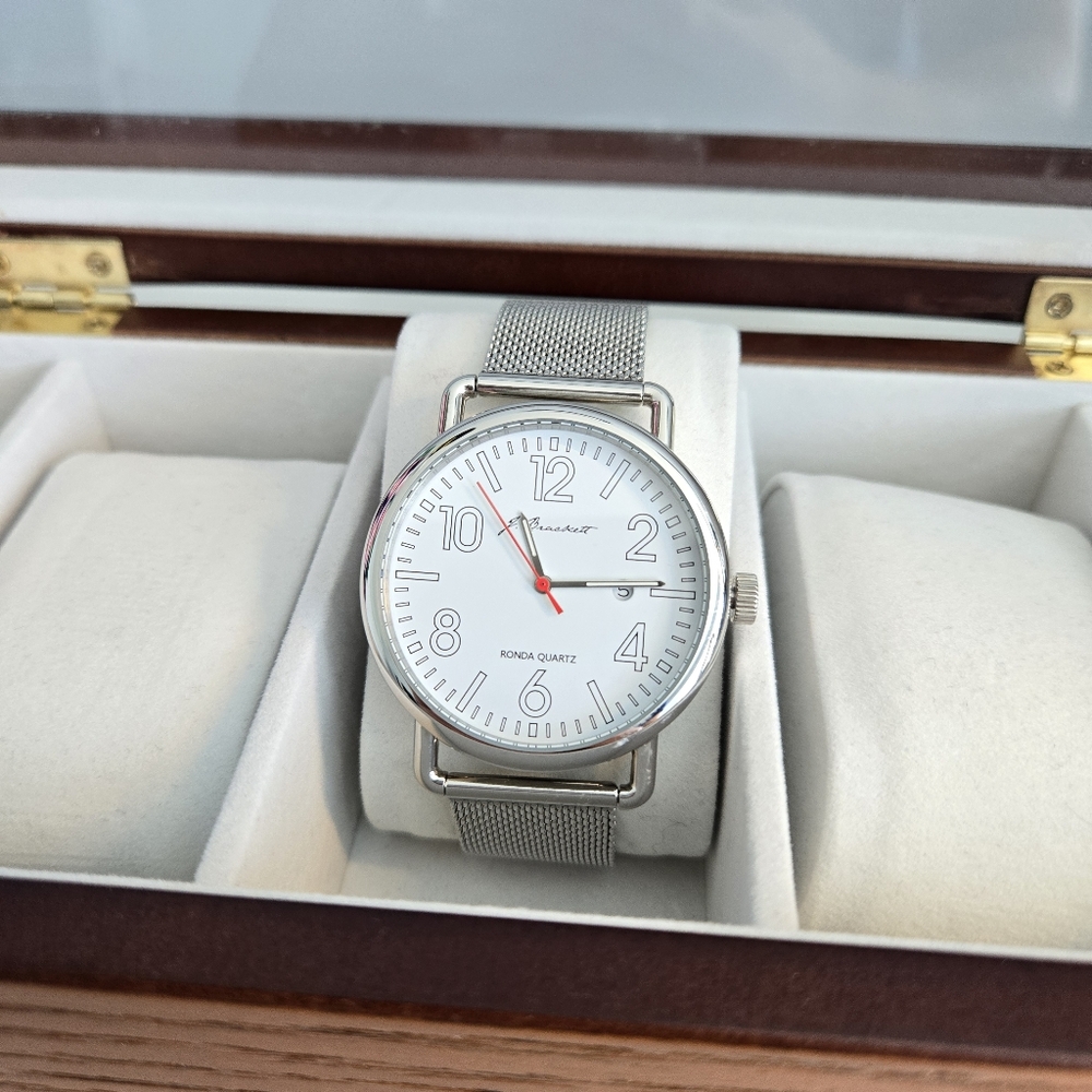 J brackett mens silver watch
